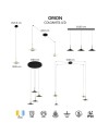 ORION * COLGANTE LED NEGRO/CUERO  1L*8W 3000K